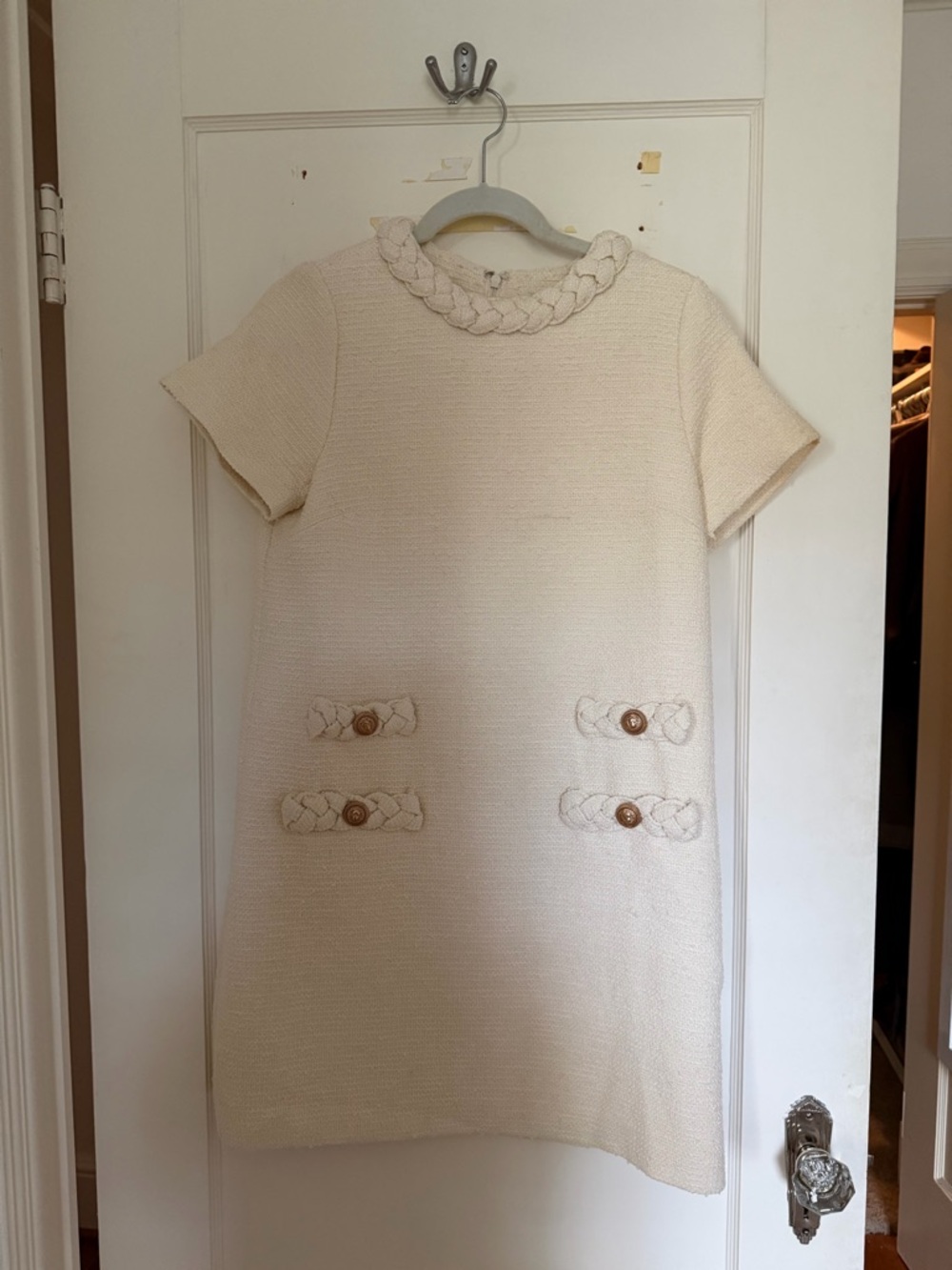 Tuckernuck Cream Braided Collar A-Line Dress